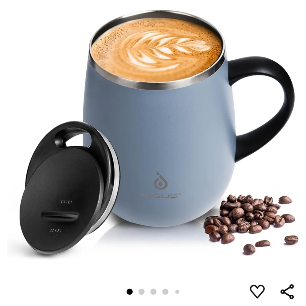 Insulated Coffe Mug with Handle and Lid - Grey